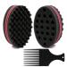 BEWAVE Big Holes Barber Hair Brush Sponge Dreads Locking Twist Afro Curl Coil Wave Hair Care Tool, 2 Pcs with 1 Pc Hair Pick 2 Count (Pack of 1)