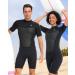 Abahub 2/3mm Shorty Wetsuit for Men & Women | 7 Sizes | Front/Back Zip Spring Suit for Snorkeling, Surfing, Kayaking, Scuba Diving | Short Sleeve Neoprene Wet Suit for Water Sports | Black - Men XX-Large - Buy Online on GoSupps.com