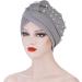 Women's Grey Floral Turban Cap - Bedazzled Slouchy Headwear | One Size - Buy Online on GoSupps.com