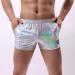 Duohropke Men's Metallic Shine Hot Pants & Shorts - Glitter Beach & Gym Wear in Silver - Buy Online on GoSupps.com