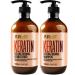 Keratin Shampoo and Conditioner Set - Sulfate Free  Moisturizing Treatment for Men and Women - Hair Thickening Product for Volume and Shine - With Moroccan Argan Oil