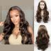 6# dark brown wig corrugated high temperature natural hairline pure color synthetic wig with lace front wig for drag queen women party wedding 55.9 cm dark brown No. 6