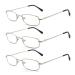 Classic Readers Rectangular Metal Reading Glasses for Men and Women Multi-colored 3pk-silver 2.25 x