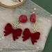 Fashion Earrings Ladies Jewelry Vintage Red Bow Small Snowflake Earrings for Women Festive Party Banquet Jewelry Dainty Earrings Fashion Accessories - Buy Online on GoSupps.com