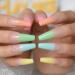Rainbow Ombre Coffin Fake Nails Set - Glossy Nude Ballet Acrylic False Nail Tips for Women - Buy Online on GoSupps.com