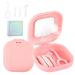 Retainer Case with Mirror Cute Denture Cleaning Box Night Mouth Guard Case Retainer Cleaner Case with Retainer Remover Tool Pink