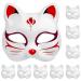 Pretyzoom 10 pieces of cat mask Therian-Mask White cat mask Blanko Diy-Halloween-Mask Animal half-face mask for masquerade cosplay party