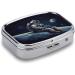 Space Print Pill Box - 2 Compartment Metal Organizer | Portable Decorative Medicine Case for Travel & Purse - Buy Online on GoSupps.com