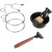 Miokycl 4 Piece Shaving Set - Manual Razor Stainless Steel Stand Brush & Bowl - Premium Grooming for Men - Buy Online on GoSupps.com