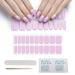 Semi Cured Gel Nail Strips 23 PCS Gel Nail Polish Stickers Wraps Adhesive Gel Nail Stickers with Nail File Stick and Sealing Strip(D)