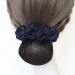 Women Hair Bun Cover Net Snood Hairnet Bow Barrette French Hair Clip Bow Ribbon Flower Hair Accessories for Banks Hotels Staff(fine net Navy Blue) fine net Blue Grey Navy Navy Blue Pink Purple