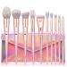 10-Piece Metal Luster Handle Makeup Brush Set with Storage Bag - Eyeshadow Foundation & Powder Cosmetic Tools - Buy Online on GoSupps.com