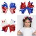 4th of July Bow Hair Clips Hair Claws 4 inch American Flag Barrette Hair Bow Patriotic Stars and Stripes Hairgrips Hairpins Baby Girls Women Hair Accessories for Independence Day Memorial Day 3Pcs