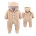 Ceguimos Newborn Baby Jacket Snowsuit Hooded Romper Jumpsuit Warm Fleece Cartoon Bear 0-12 Months Brown 0-3 Months