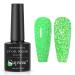Supwee Neon Green Reflective Glitter Gel Nail Polish Sparkle Fluorescent Nail Polish Gel Shiny Disco Nail Gel Polish Summer Spring Bright Green Gel Polish Set Soak Off UV Gel 10ML(0.33FL OZ) Neon Green Reflective Gel