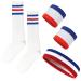 5 Pieces Red White and Blue Sweatbands Set Striped Sweatbands and Striped Socks Set 80s Sweatbands 90s Costume Wrist Sweat Bands for Men and Women Sports Headbands 80s Fitness