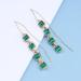 Vintage Crystal Emerald Threader Earrings | Long Tassel Dangle & Square Stud Earrings | Gold Bar Pull Through Jewelry for Women - Buy Online on GoSupps.com