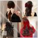 Inilbran Vintage Black Velvet Bow Hair Clip with Long Satin Tail | French Bowknot Barrette for Women - Buy Online on GoSupps.com
