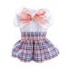 LtuzPet Plaid Dog Dress Cat Dress Tutu with Bow Knot Pet Clothes Girl for Party Pink Blue Small