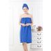Shop Women's Spa Wrap Robe Set | Soft Cozy Microfiber Bath Towel & Turban Cap - Royal Blue One Size - Buy Online on GoSupps.com