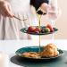 SHAOHUASC European Ceramic Double-Layer Skewer Plate Dessert Plate Cake Plate Flat Plate Jewelry Display Stand - Buy Online on GoSupps.com