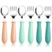 Toddler Cutlery Set 6Pcs Stainless Steel Kids Cutlery Set Baby Fork and Spoon Childrens Utensils for Self Feeding Boys Girls Weaning and Learning to Use(Blue+Green+Orange)