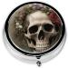 Skull Flowers Mini Round Pill Box | 3 Compartment Travel Pill Organizer | Portable Medicine Case for Home & Office - Buy Online on GoSupps.com