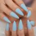False Nails 24Pcs Baby Blue Reusable Stiletto False Nail Frosted Matte Press On Easy Wear Artificial Long Fake Nails Art Women Decorations L5715 - Buy Online on GoSupps.com