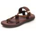 CLSQLXYJZC Toe Separate Flat Flip Flops Men's Summer Breathable Plantar Fasciitis Orthopedic Correction Flip Flops for Toe Flat Iron Plat Correction Beach Shoes (Color : Brown Foot Length : 24cm) 24cm Brown