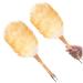 2Pcs Lambswool Duster 15'' Hand Duster Anti-Static Cleaning Duster with Wooden Handle Comfortable Grips Dusting Tools for Ceiling Fans Window Blinds Duster Wool Duster Hand Duster Dusters for Cleanin