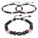 2 Pack Magnetic Therapy Anklet Bracelet Plus 1 Pack Magnetic Bracelet for Women/Men Pain Relief,Anxiety, Love Attraction, Magnetic Therapy Hematite Rose Quartz Gemstone Anklet Bracelet Set Magnetic Hematite & Rose Quartz