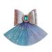 FASHION YO Elsa Princess Bow Sparkling Snow Diamond Fancy Costume Party Girls Kids Hair Clips Alligator Barrettes Accessories Bows Hairpins with Long Ribbon (Blue Diamond with Lace)