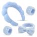 Hair band Cosmetics headband wrist wash spa headband slimming hair band skin care head bands Terry fabric bubbles hair band For face washing removal yoga sport shower (blue)