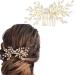 Fairvir Bridal Jewelry Wedding Comb Silver Glittering Rhinestones Side Crest Bridal Hair Accessories for Women and Girls (Gold)