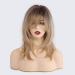 HAIRCUBE 18 Inch Blonde Ombre Wigs for Women - Shoulder Length Layered Curly Wigs with Bangs - Buy Online on GoSupps.com