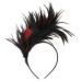 Beaupretty 1920s Feder headband feather headdress vintage headband halloween party costume hair accessories for women girls black red