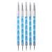Nail Art Pen 5 Pieces Double Ended Carving Sculpture Pen Set Silicone Dotting Pen Manicure Tool (Blue)