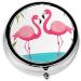 Shop Palm Leaf & Flamingos Mini Round Pill Box - Travel Pill Organizer with 3 Compartments for Home & Office - Buy Online on GoSupps.com