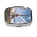 Eiffel Tower Printing 2 Compartment Small Pill Case Cute Small Pill Box Purse Pill Boxs Travel Pill Organizer for Pocket Purse and Travel Gifts