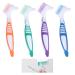 Denture Brush 4PCS False Teeth Toothbrush Portable Denture Toothbrush Denture Cleaner Toothbrush Double Bristle Head for Cleaning Retainers Blue Purple Green Orange