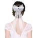 ORUZA Bridal Bow Veil White Pearl Hair Clip Wedding Veil with Barrette Hair Clips Hair Accessories for Bridal Shower Bachelorette Party