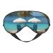 Soft Chairs Beside The Blue Sea Sky Printed Eye Mask Adjustable Breathable Eye Masks for Sleep Light Blocking & Double-Sided Black