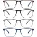 4-Pack Stylish Metal Frame Blue Light Blocking Reading Glasses for Men - +2.5 Strength - Anti Glare UV Filter - Comfort Spring Hinges - 4 Pack Mix Colors - Buy Online on GoSupps.com