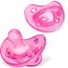 Chicco PhysioForma 100% Soft Silicone One Piece Pacifier for Babies 0-6 Months, Pink, Orthodontic Nipple, BPA-Free, 2-count in Sterilizing Case 0 - 6 months Pink