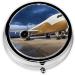 Evening Light Airplane Round Pill Box - 3 Compartment Travel Medicine Organizer & Decorative Pocket Purse - Buy Online on GoSupps.com