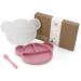 Suction Silicone Baby Plate with Lid, Spoon & Dividers - BPA Free & Dishwasher Safe (Pink) - Buy Online on GoSupps.com