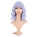 VCKOVCKO Natural Wavy Grey Blue Bob Wig with Bangs - Pastel Shoulder-Length Synthetic Cosplay Hair - Buy Online on GoSupps.com