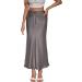 Shop Women's Winter Boho Skirt | Elastic High Waist A-Line Casual Skirt - Flowy Gray Design - Buy Online on GoSupps.com