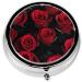 Red and Black Rose Round Pill Box - 3 Compartment Portable Travel Medicine Organizer for Vitamins & Tablets - Buy Online on GoSupps.com