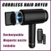 Compact Folding Handle Cordless Hair Dryer Rechargeable Travel Hairdryer with Hot and Cold Air 1 Nozzle 2 Heat Settings for Family Women and Men Black - Buy Online on GoSupps.com